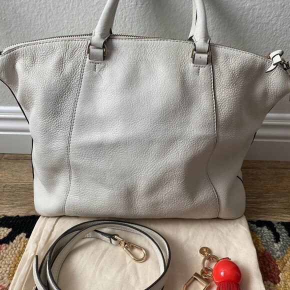 Tory Burch 'Medium Bombe T' Satchel in Soft White - Picture 3 of 12
